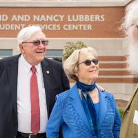 President Emeritus Arend and Nancy Lubbers with a guest at the Arend and Nancy Lubbers Student Services Center Dedication